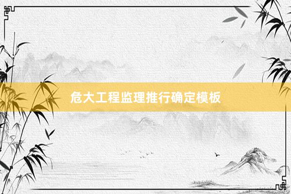 危大工程监理推行确定模板